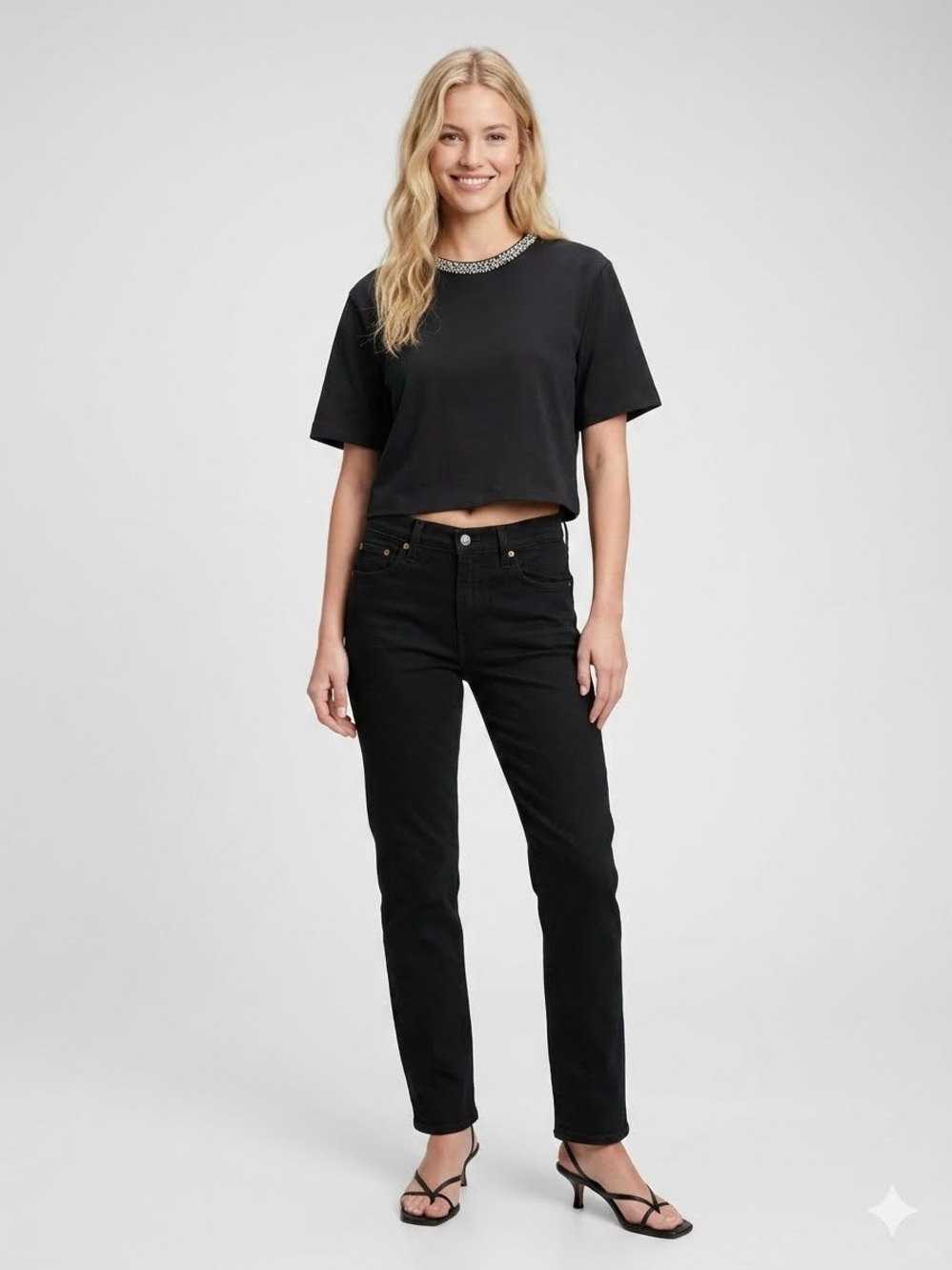 GAP NWT Jewel-Neck Crop T-Shirt~Size L